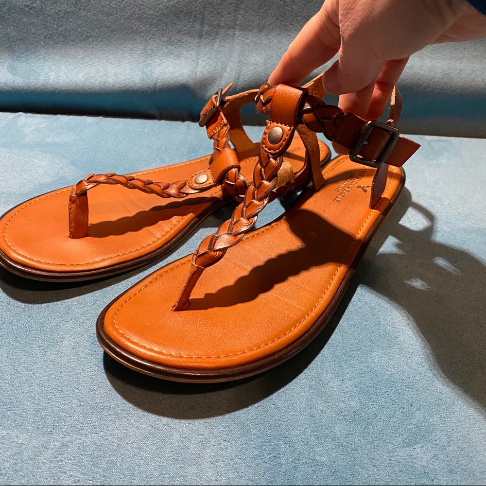 American Eagle Braided T-Strap Sandals